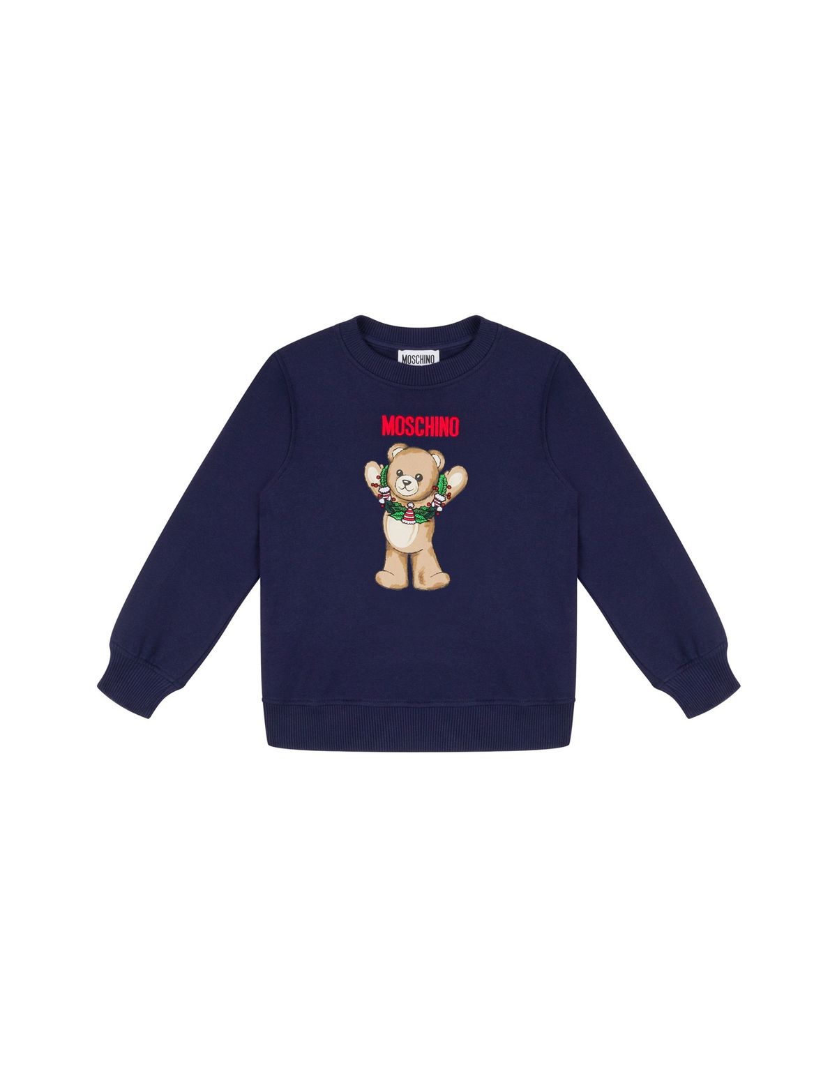 모스키노 키즈(MOSCHINO KIDS) 키즈-틴 테디 메리 로고 코튼 맨투맨 네이비