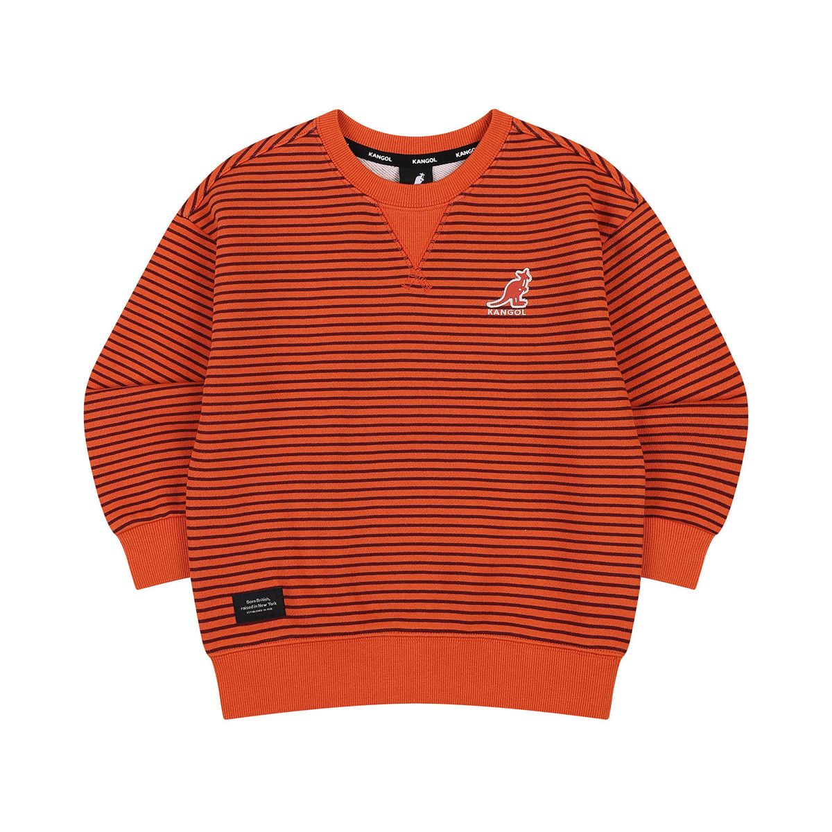 캉골키즈(KANGOL KIDS) 오버핏 스트라이프 스웻셔츠 RD 0205 오렌지