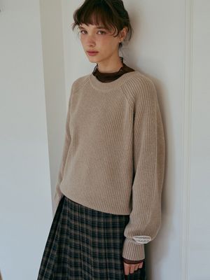 레이스 울알파카 풀오버-베이지