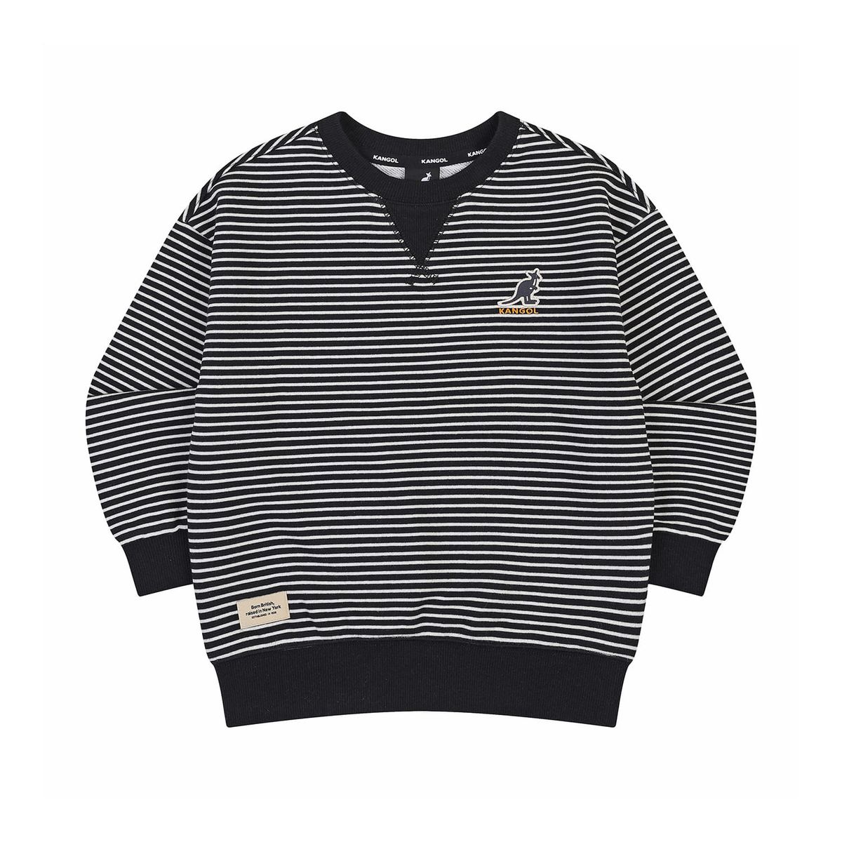 캉골키즈(KANGOL KIDS) 오버핏 스트라이프 스웻셔츠 RD 0205 블랙
