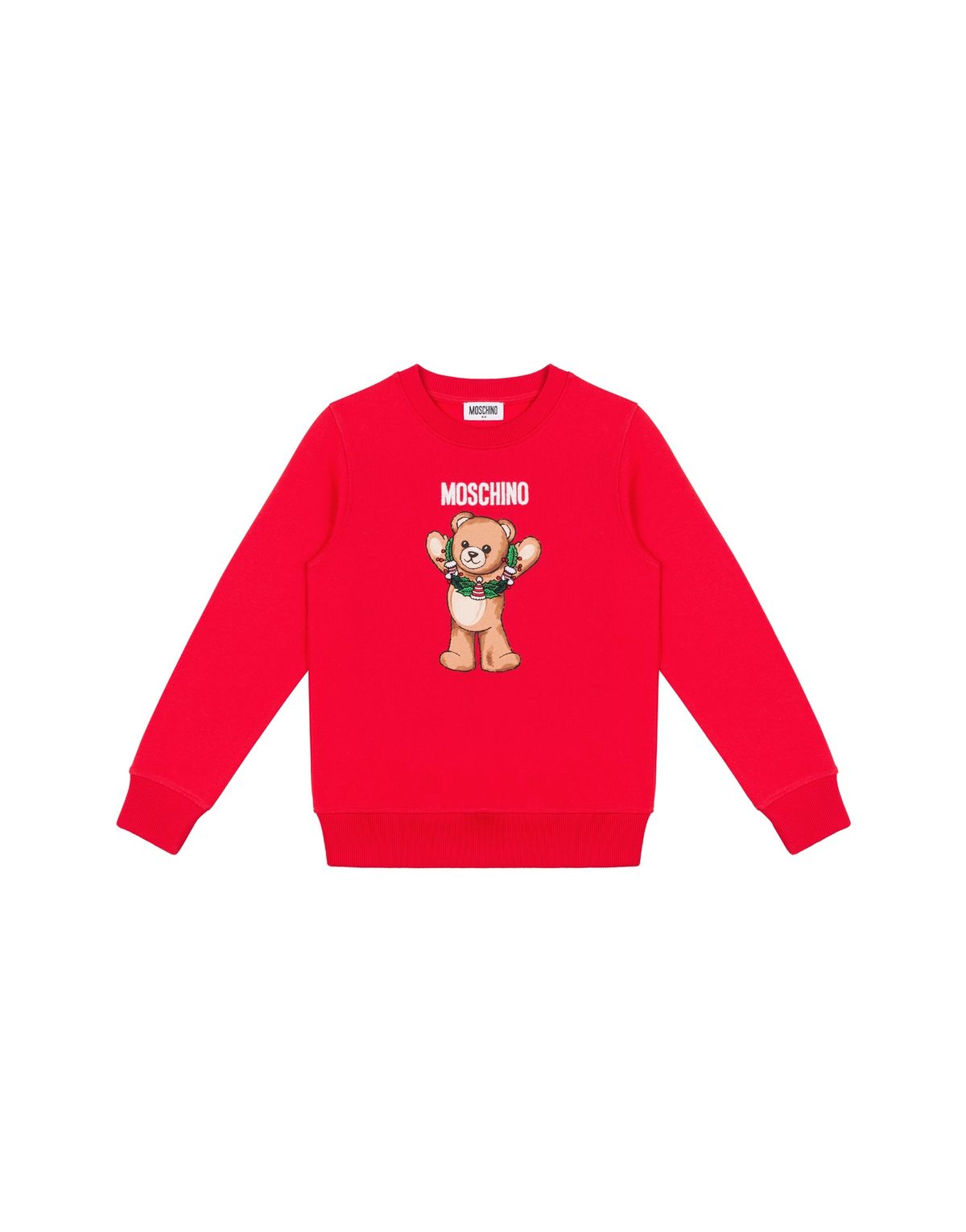 모스키노 키즈(MOSCHINO KIDS) 키즈-틴 테디 메리 로고 코튼 맨투맨 레드