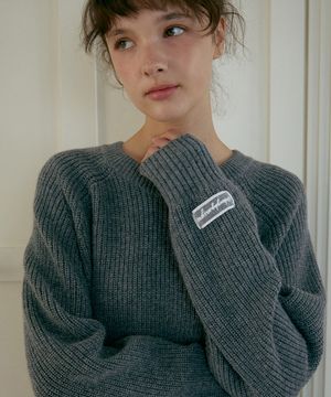 레이스 울알파카 풀오버-그레이