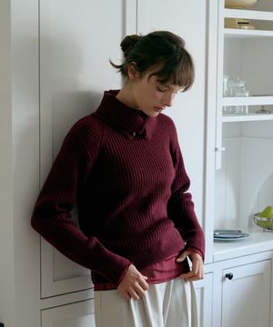 [SET]_골지 풀오버+넥워머-와인