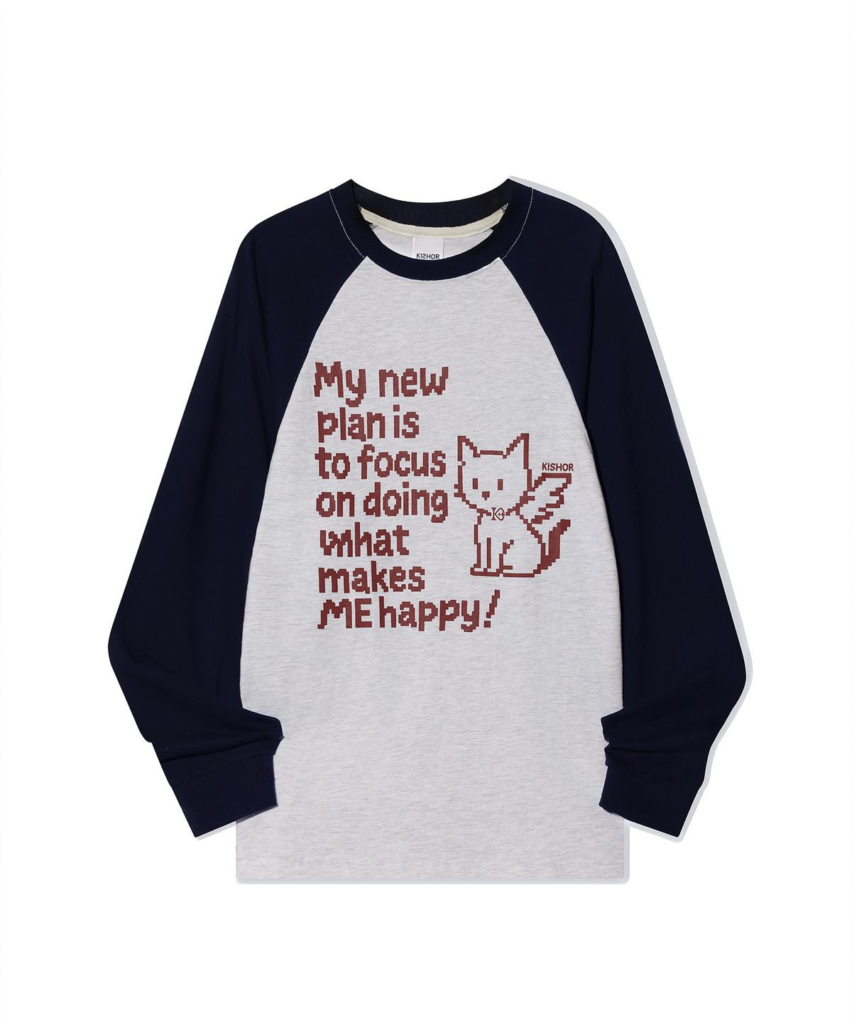 키쇼르(KISHOR) happy cat raglan long sleeve_ MELLANGE
