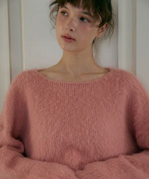 울브러쉬 크롭 풀오버-핑크