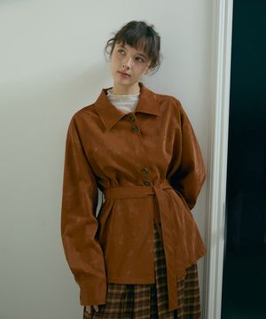 [SET]_비건레더 셔츠 자켓+벨트-카멜