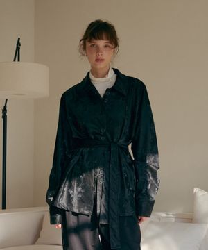 [SET]_비건레더 셔츠 자켓+벨트-블랙