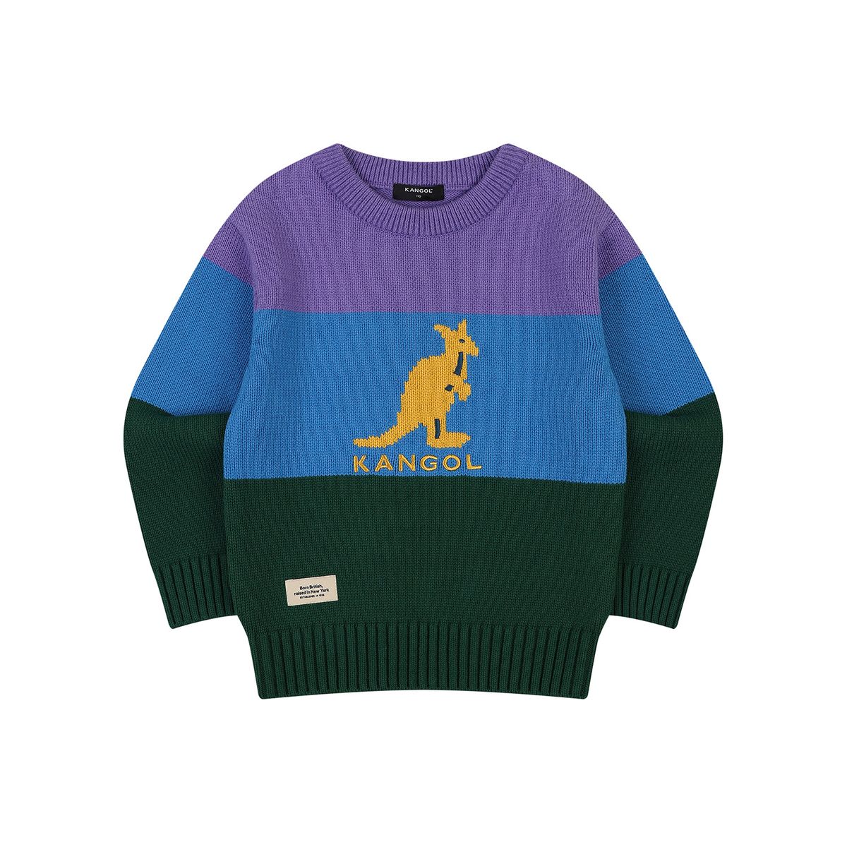 캉골키즈(KANGOL KIDS) 로고 포인트 컬러블럭 스웨터 RD 0203 퍼플
