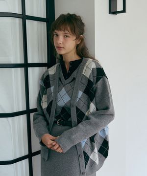 램스울 아가일 가디건-그레이