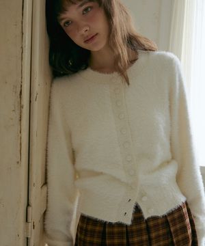 [SET]_헤어리 가디건+숄 스카프-아이보리