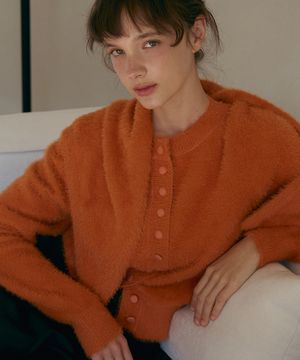 [SET]_헤어리 가디건+숄 스카프-오렌지