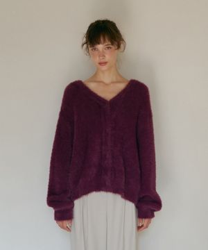 헤어리 소프트 가디건-퍼플