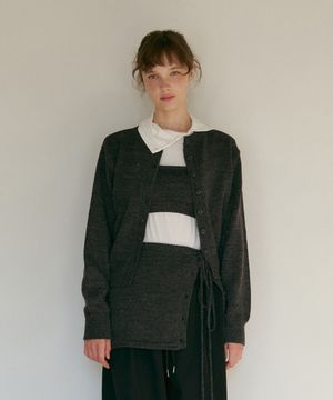 레이어링 라운드 가디건-차콜