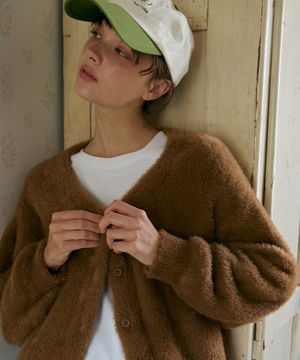 헤어리 소프트 가디건-브라운