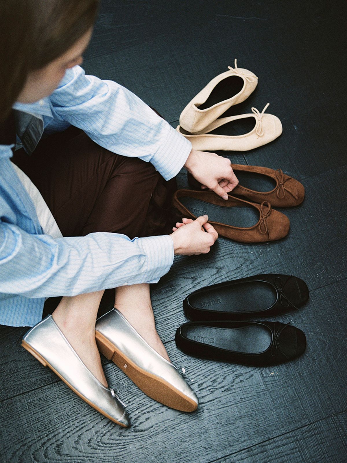 메티에(METIER) me008 plie ribon flat toe shoes 플리에 리본 플랫슈즈_4color