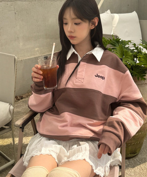 레트로 마운틴 1941 스트라이프 카라 맨투맨 (JR5TSU825BR)