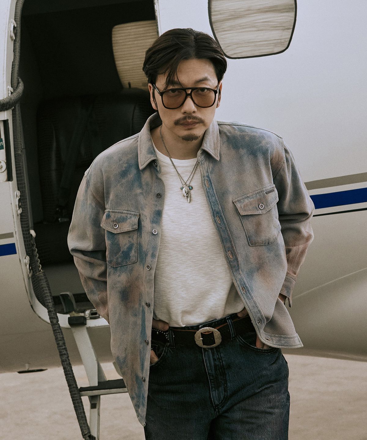 버커루(BUCKAROO) 빈티지 워싱 투포켓 데님 셔츠 인디고