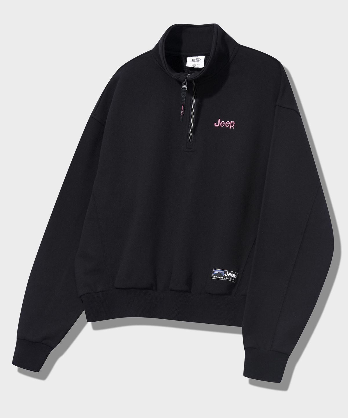 지프(JEEP) [360g] WOMEN M-Logo 하프집업 맨투맨 (JQ5TSF838BK)