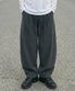 컬러풀 코듀로이 스트링 와이드 팬츠 챠콜블루