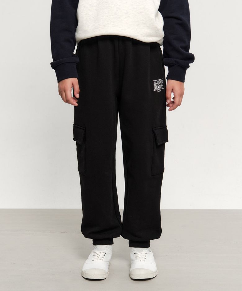 KIDS CLASSIC LOGO CARGO SWEAT JOGGER PANTS black