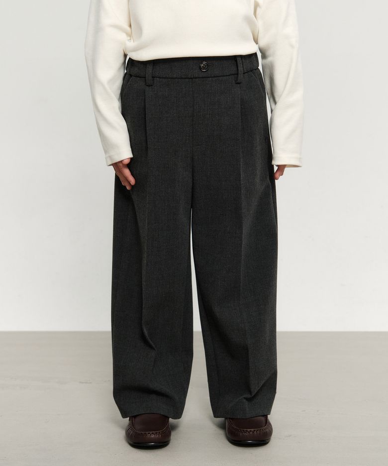 KIDS WIDE PINTUCK SLACKS charcoal