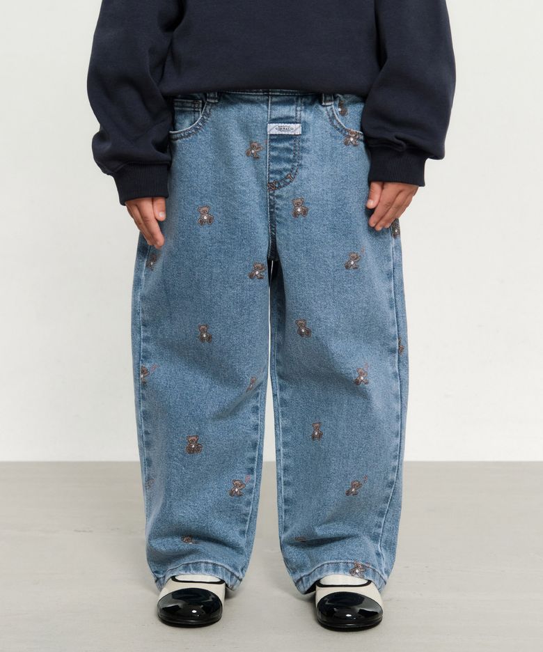 KIDS PRINTED DENIM PANTS blue