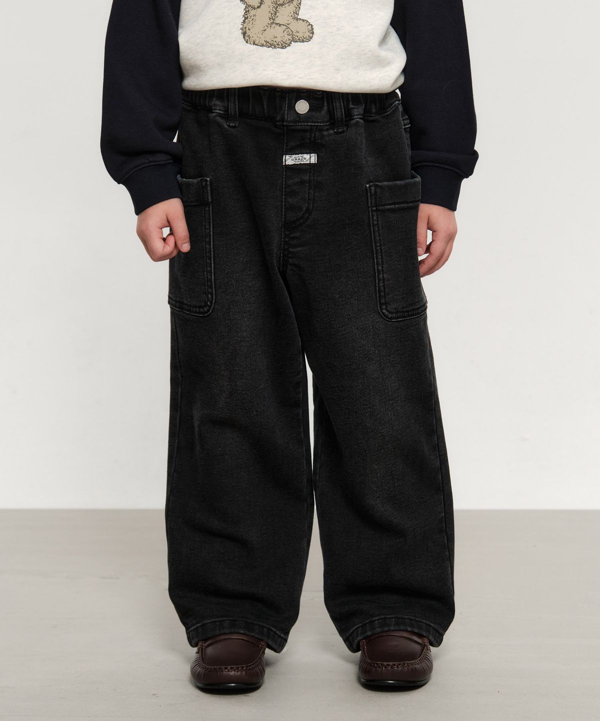마리떼 키즈(MARITHÉ KIDS) KIDS OUT POCKET DENIM PANTS (BRUSHED) black