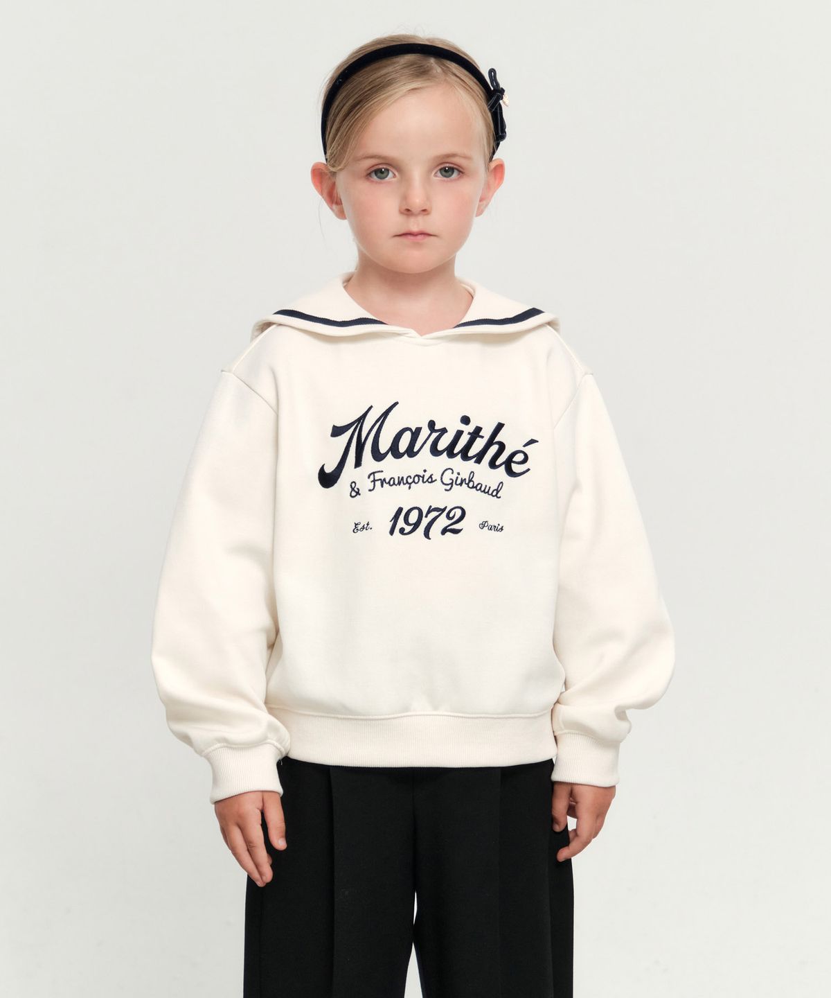 마리떼 키즈(MARITHÉ KIDS) KIDS W SAILOR COLLAR CROP SWEATSHIRT ivory