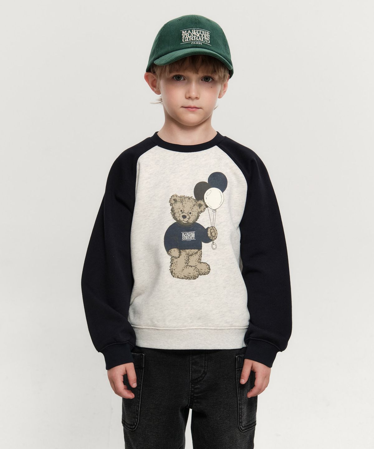 마리떼 키즈(MARITHÉ KIDS) KIDS BALLOON DOODLE BEAR RAGLAN SWEATSHIRT dark navy