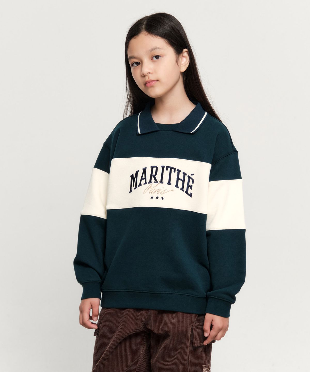 마리떼 키즈(MARITHÉ KIDS) KIDS COLLAR SWEATSHIRT dark green