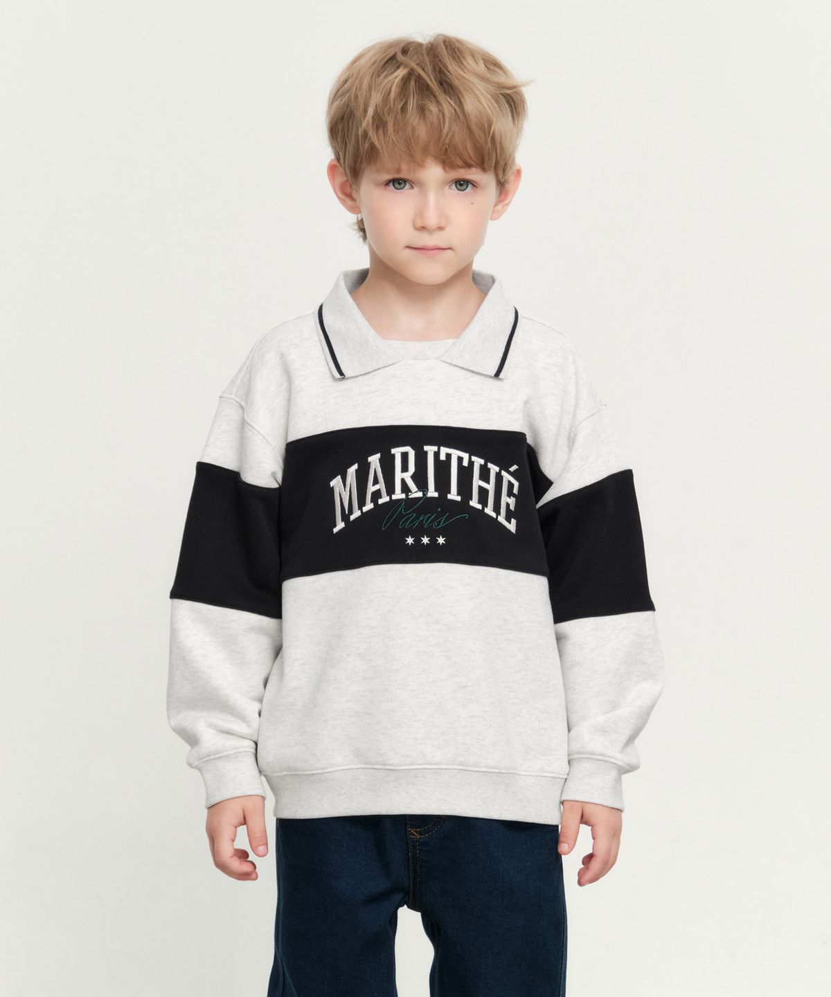 마리떼 키즈(MARITHÉ KIDS) KIDS COLLAR SWEATSHIRT oatmeal