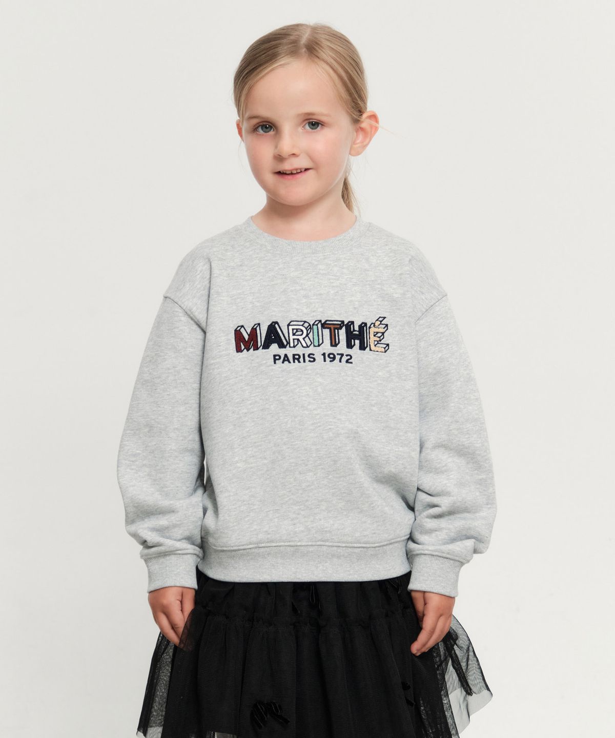 마리떼 키즈(MARITHÉ KIDS) KIDS PATCHWORK SWEATSHIRT heather gray
