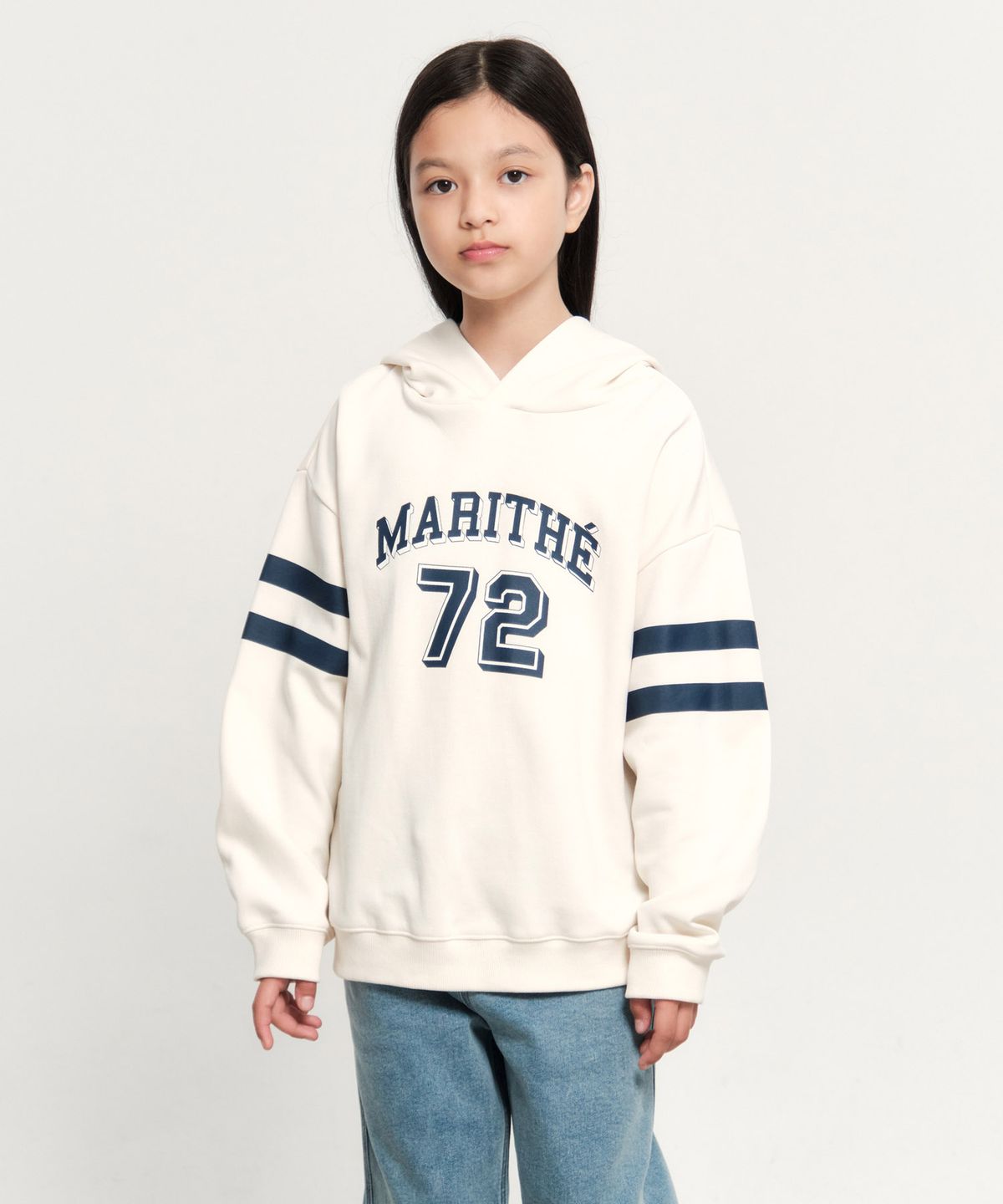 마리떼 키즈(MARITHÉ KIDS) KIDS STRIPE PRINTED HOODIE ivory