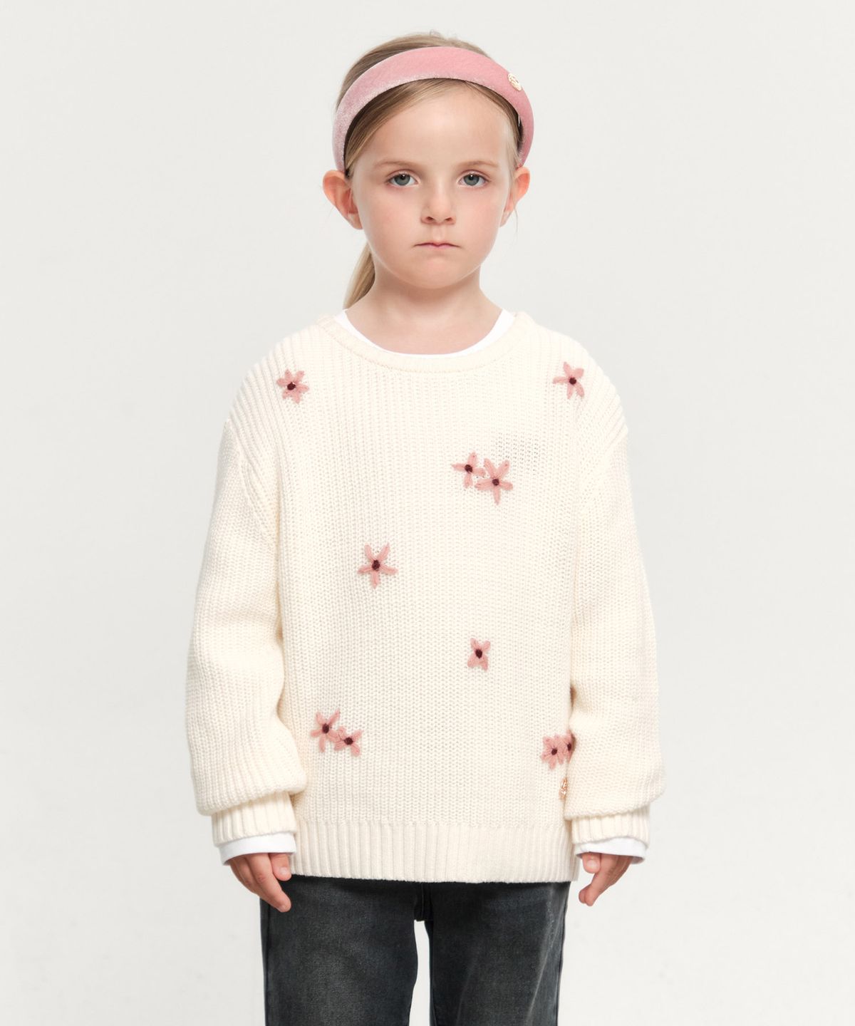 마리떼 키즈(MARITHÉ KIDS) KIDS W FLOWER KNIT PULLOVER cream