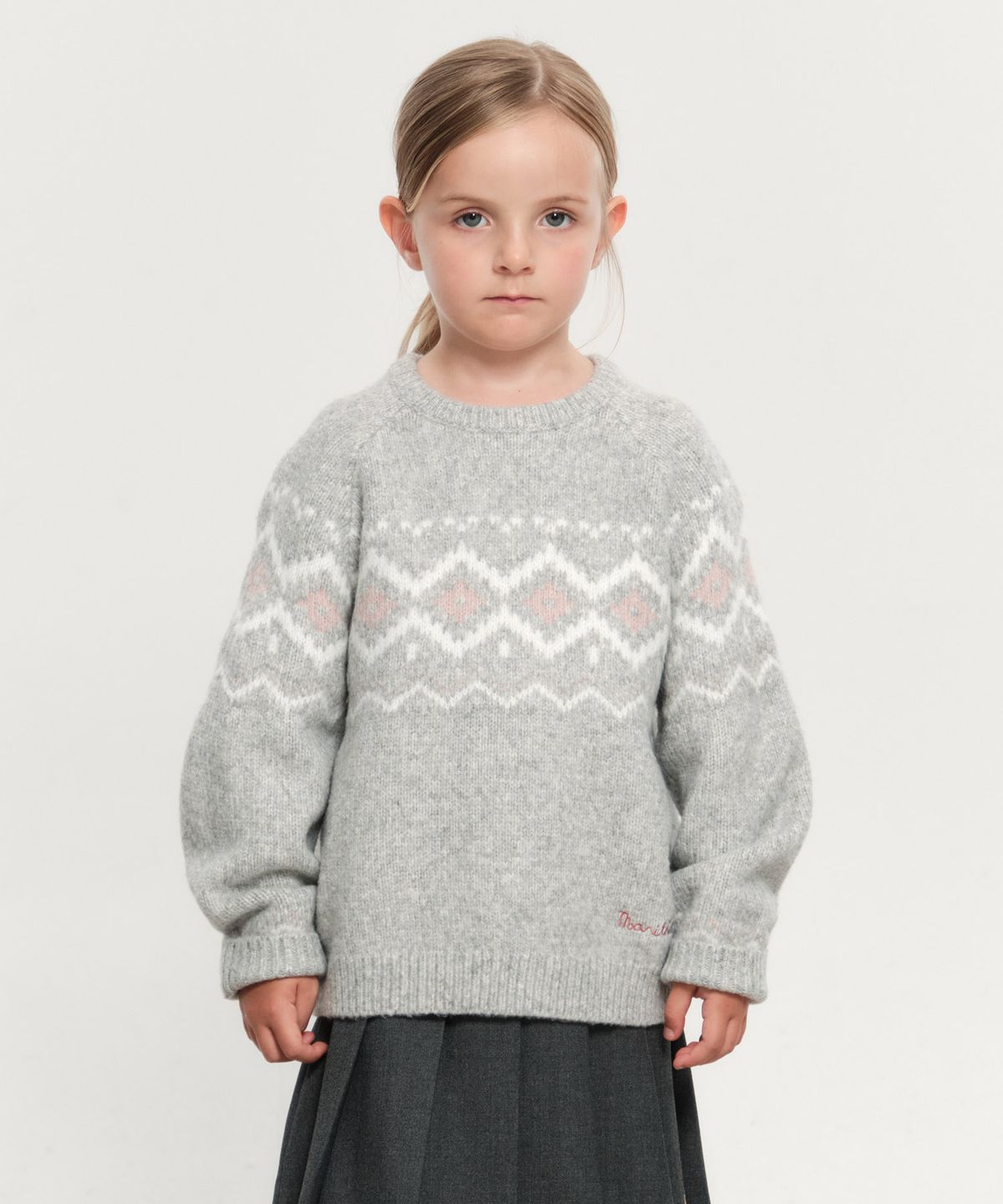 마리떼 키즈(MARITHÉ KIDS) KIDS NORDIC KNIT PULLOVER heather gray