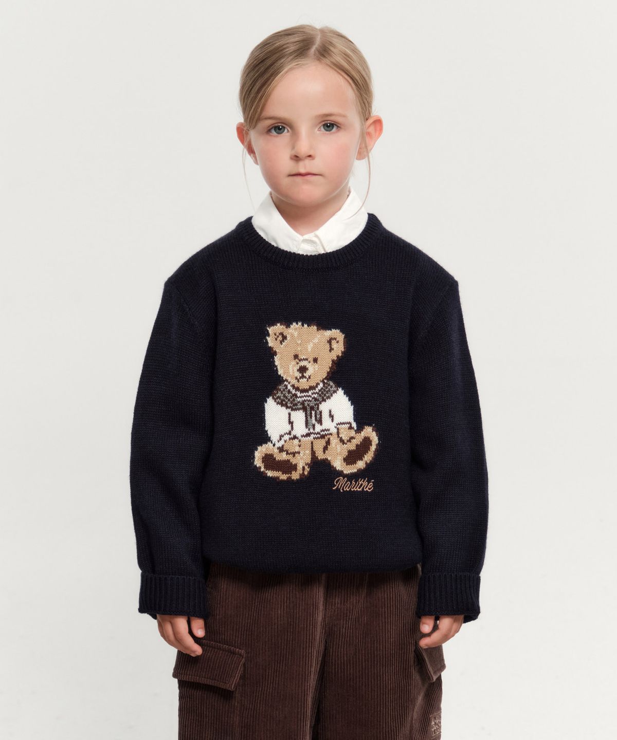 마리떼 키즈(MARITHÉ KIDS) KIDS BEAR JACQUARD KNIT PULLOVER navy