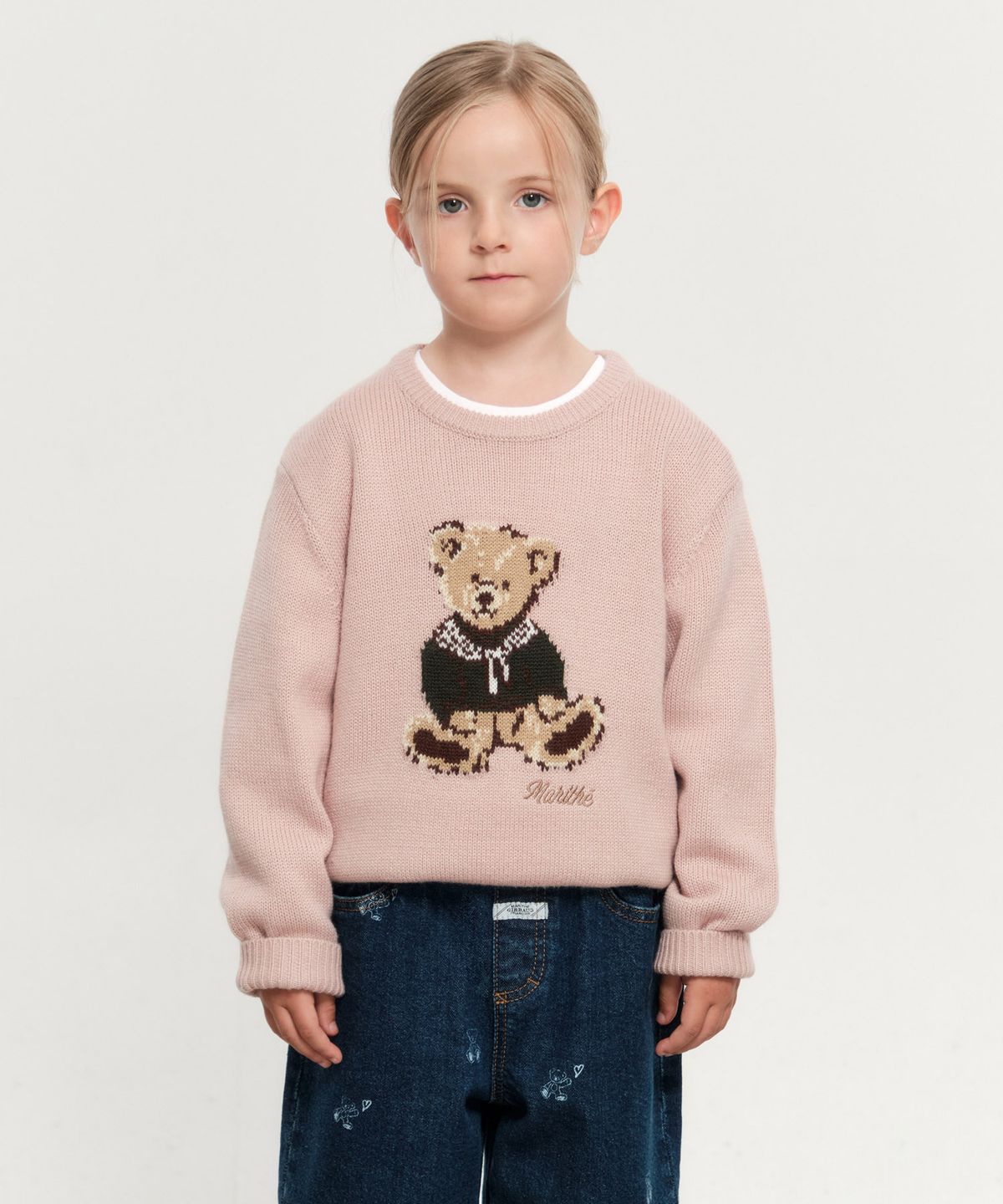 마리떼 키즈(MARITHÉ KIDS) KIDS BEAR JACQUARD KNIT PULLOVER pink