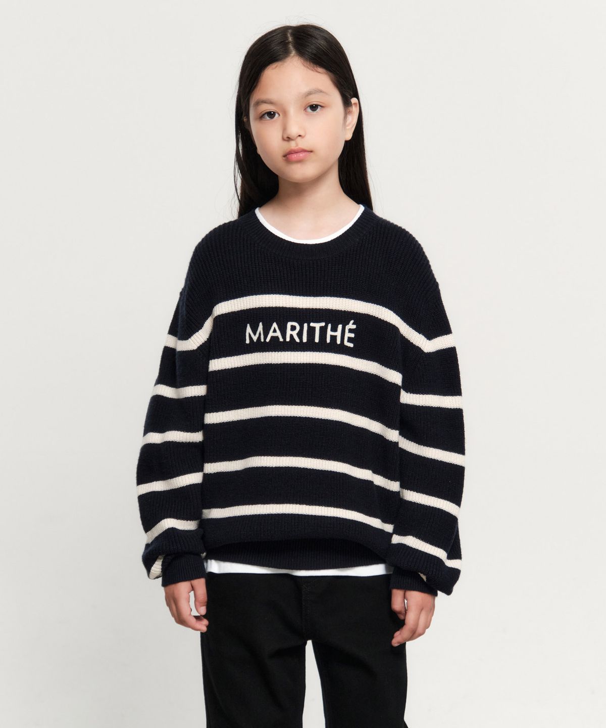 마리떼 키즈(MARITHÉ KIDS) KIDS STRIPE KNIT PULLOVER navy
