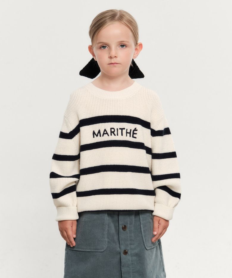 KIDS STRIPE KNIT PULLOVER ivory