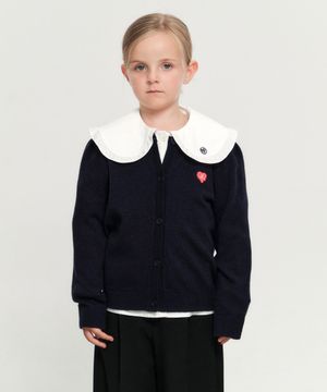 KIDS W SCALLOP NECK CARDIGAN navy