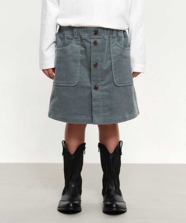 KIDS W EIFFEL LABEL CORDUROY MINI SKIRT dark blue
