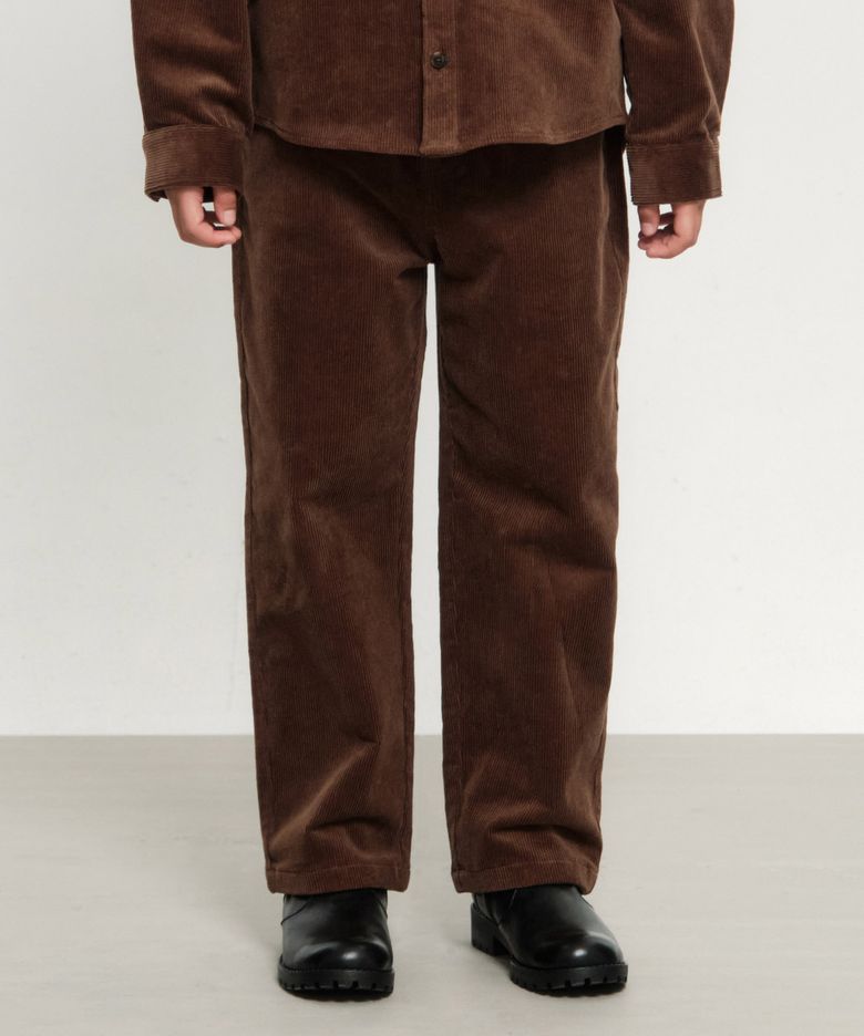 KIDS EIFFEL LABEL CORDUROY STRAIGHT PANTS brown