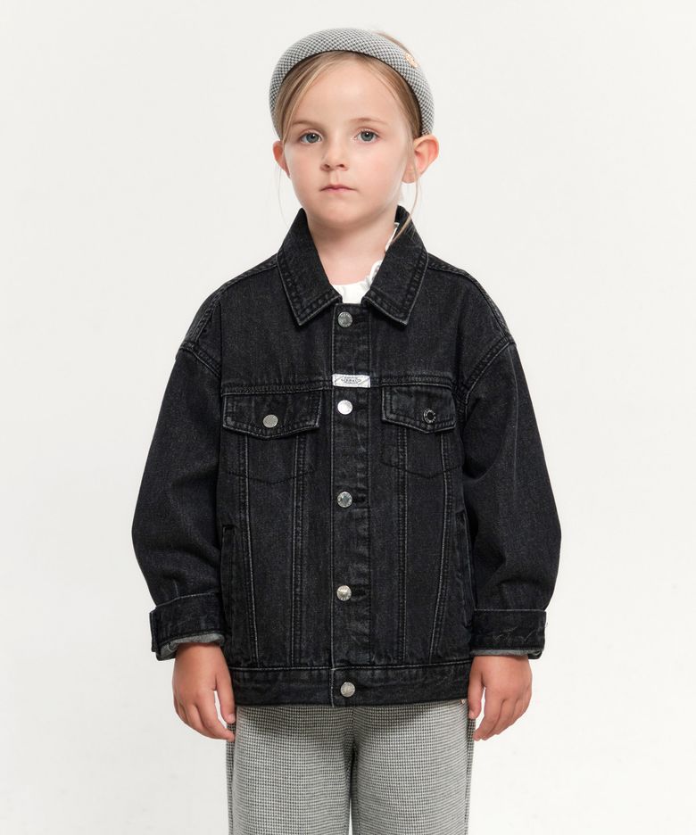 KIDS OVER FIT DENIM TRUCKER JACKET black