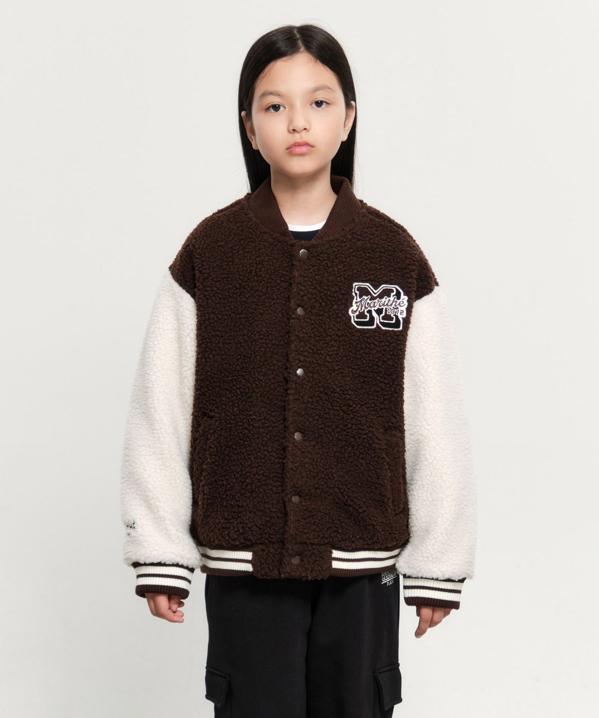 마리떼 키즈(MARITHÉ KIDS) KIDS UNI FLEECE VARSITY JACKET brown