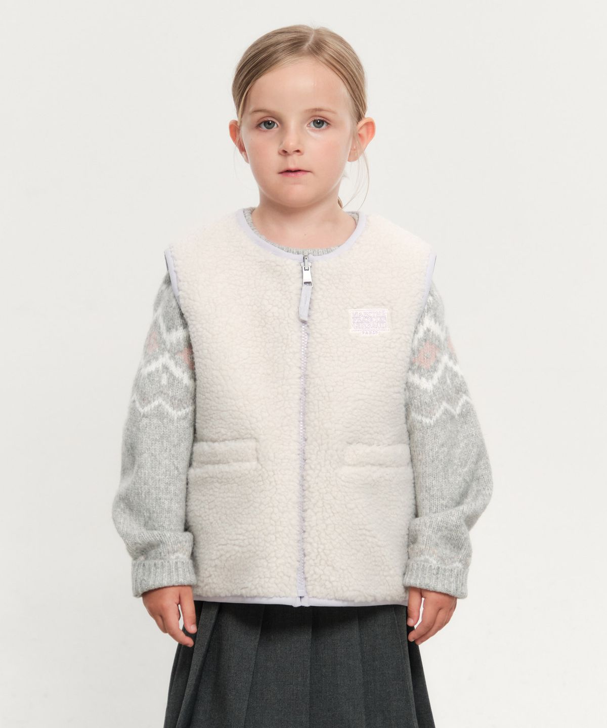 마리떼 키즈(MARITHÉ KIDS) KIDS CLASSIC LOGO REVERSIBLE FLEECE VEST light purple