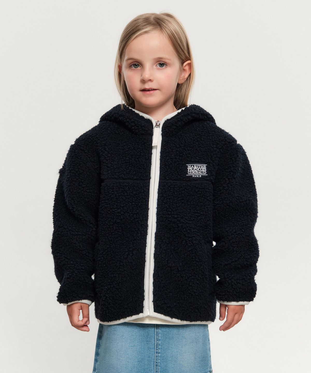 마리떼 키즈(MARITHÉ KIDS) KIDS CLASSIC LOGO FLEECE HOODIE ZIPUP navy