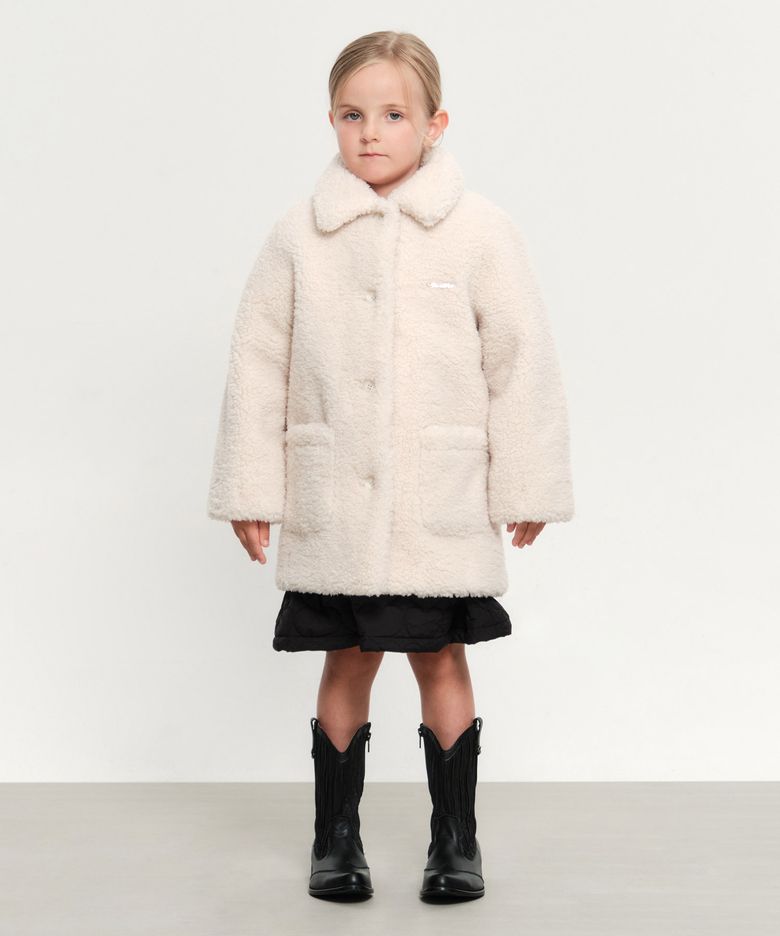 KIDS W TEDDY BEAR COAT ivory