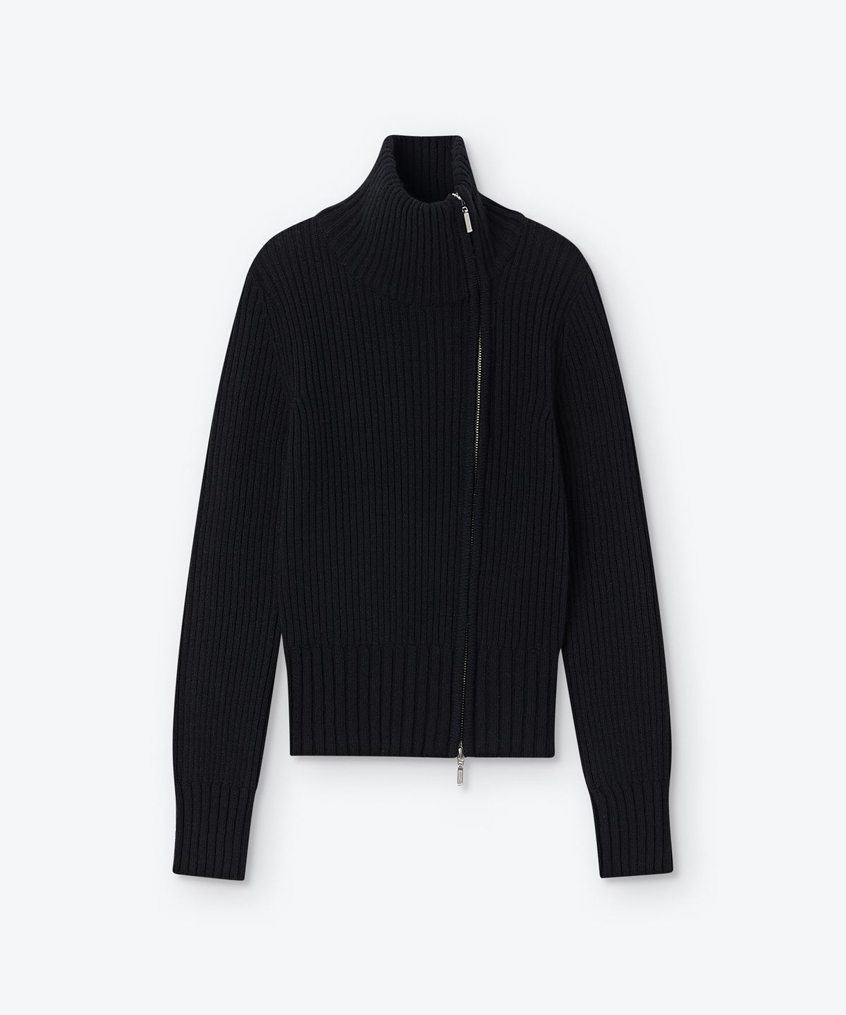 웨스켄(WESKEN) OBLIQUE KNIT ZIP UP (BLACK)