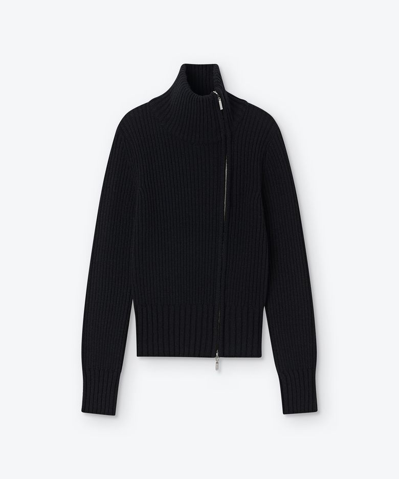 OBLIQUE KNIT ZIP UP (BLACK)