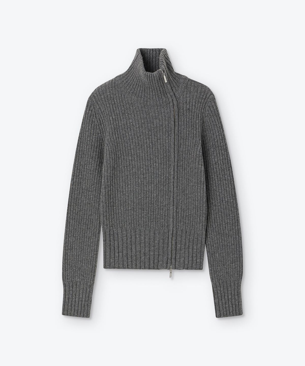 웨스켄(WESKEN) OBLIQUE KNIT ZIP UP (CHARCOAL)